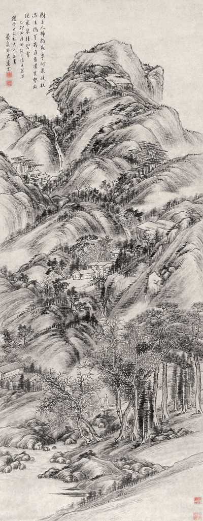 奚冈 1795年作 山水 立轴